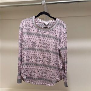 Secret Treasures Pink and Gray Long Sleeve Top